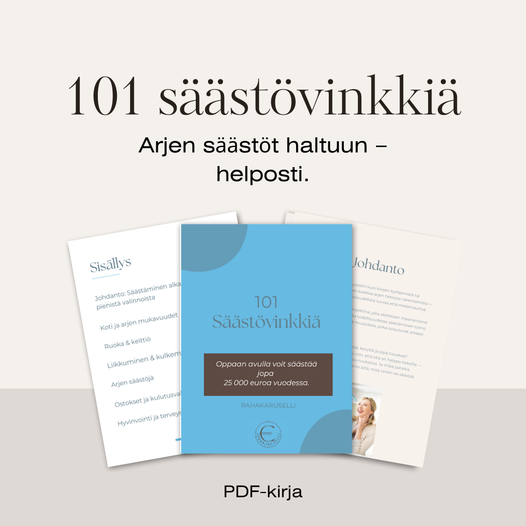 101 säästövinkkiä arkeen.